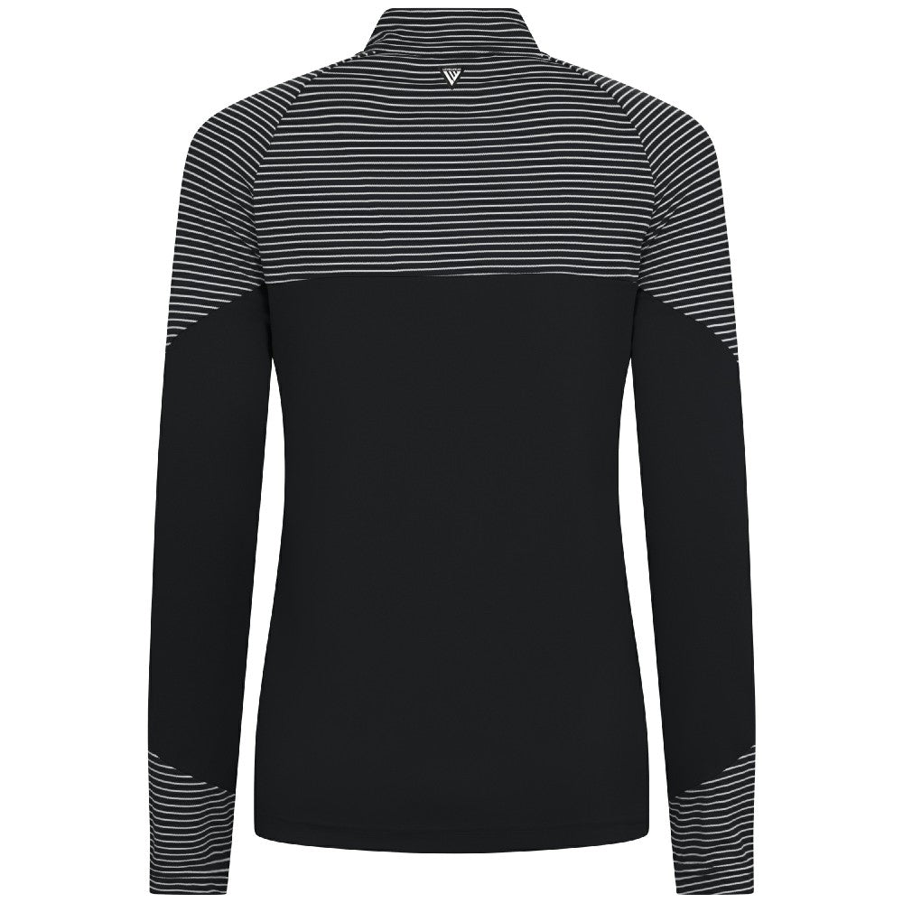 Miami Marlins Levelwear Women's Classic Stripes Insignia 2.0 Raglan Quarter-Zip Top - Black Tops