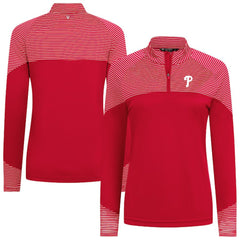 Philadelphia Phillies Levelwear Women's Classic Stripes Insignia 2.0 Raglan Quarter-Zip Top - Red Tops
