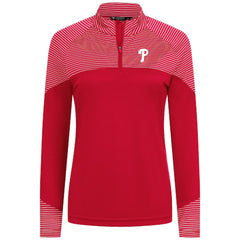 Philadelphia Phillies Levelwear Women's Classic Stripes Insignia 2.0 Raglan Quarter-Zip Top - Red Tops