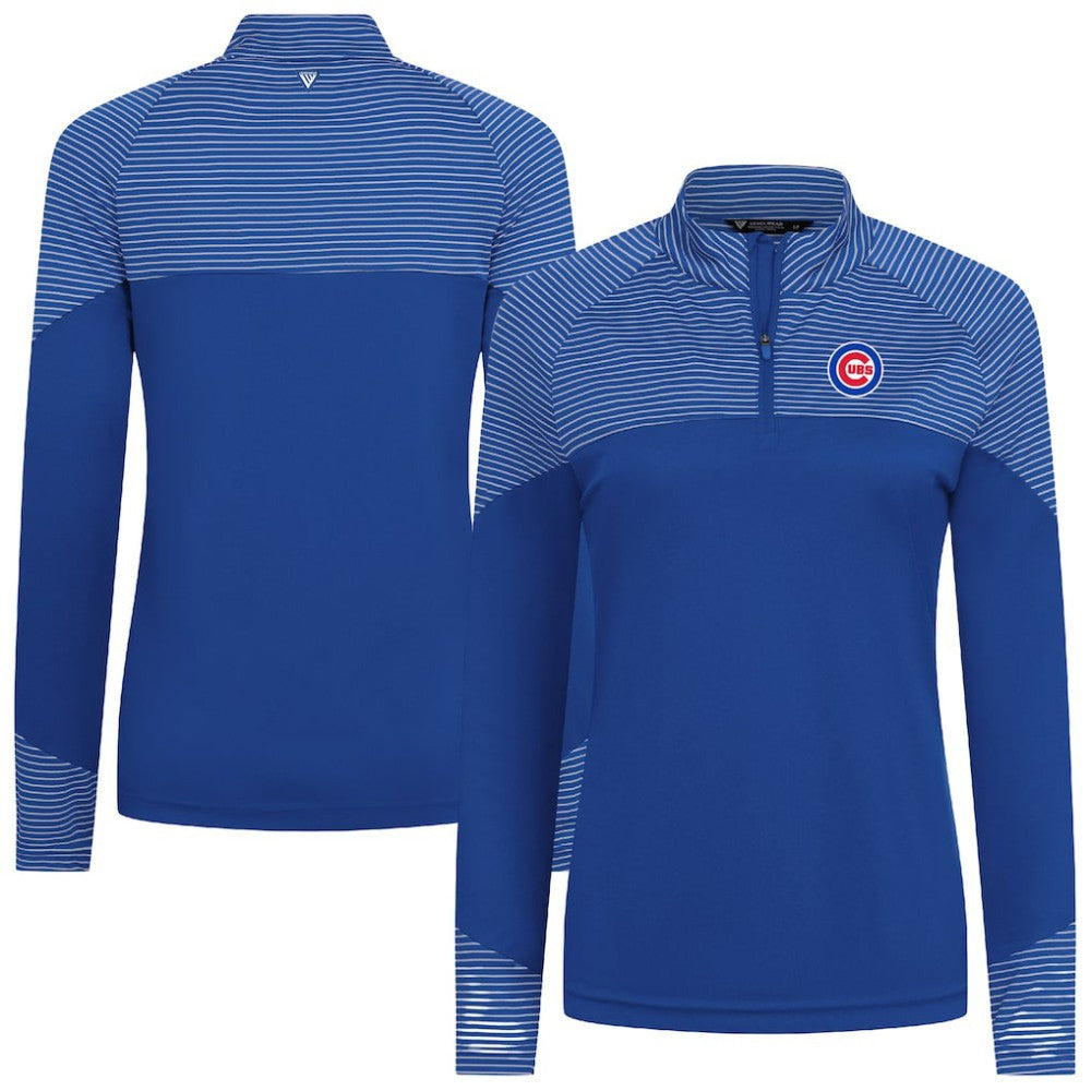 Chicago Cubs Levelwear Women's Classic Stripes Insignia 2.0 Raglan Quarter-Zip Top - Royal Tops
