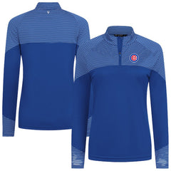 Chicago Cubs Levelwear Women's Classic Stripes Insignia 2.0 Raglan Quarter-Zip Top - Royal Tops