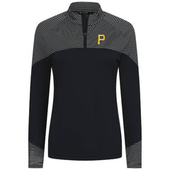Pittsburgh Pirates Levelwear Women's Classic Stripes Insignia 2.0 Raglan Quarter-Zip Top - Black Tops