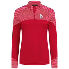St. Louis Cardinals Levelwear Women's Classic Stripes Insignia 2.0 Raglan Quarter-Zip Top - Red Tops