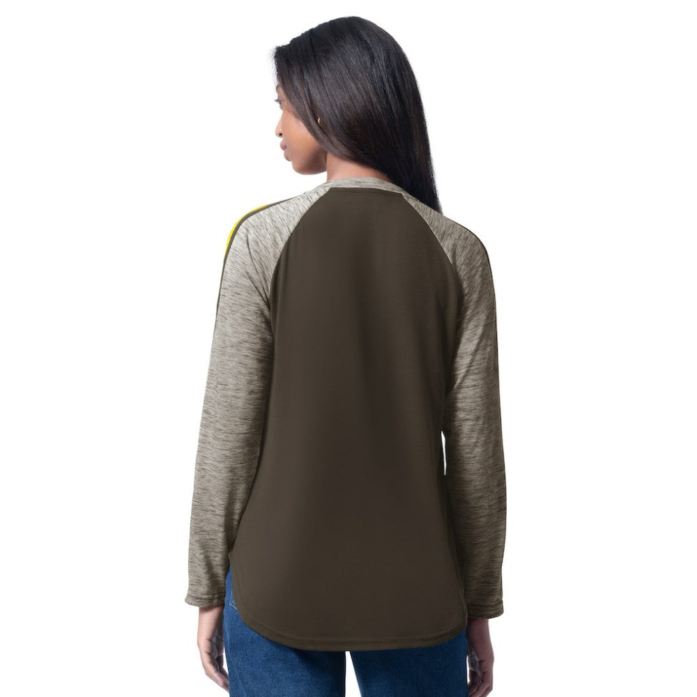 San Diego Padres G-III 4Her by Carl Banks Women's Top Dog Raglan Long Sleeve V-Neck T-Shirt - Brown T-shirts