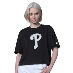 Philadelphia Phillies Starter Women's Holy Grail Boxy Cropped T-Shirt - Black T-shirts