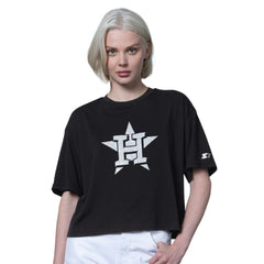 Houston Astros Starter Women's Holy Grail Boxy Cropped T-Shirt - Black T-shirts