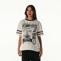 Dallas Cowboys The Wild Collective Women's Vintage Drop Shoulder Oversized Boyfriend T-Shirt Cream