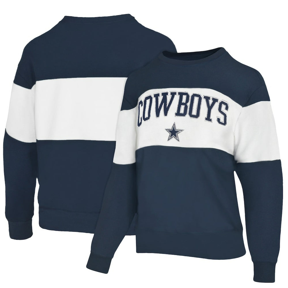 Dallas Cowboys Lauren James Women's Bling Colorblock Terry Sweatshirt Navy