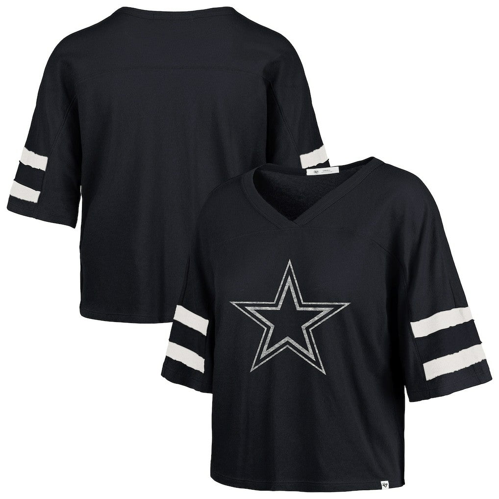 Dallas Cowboys '47 Women's Premier Scout Cropped V-Neck T-Shirt Navy