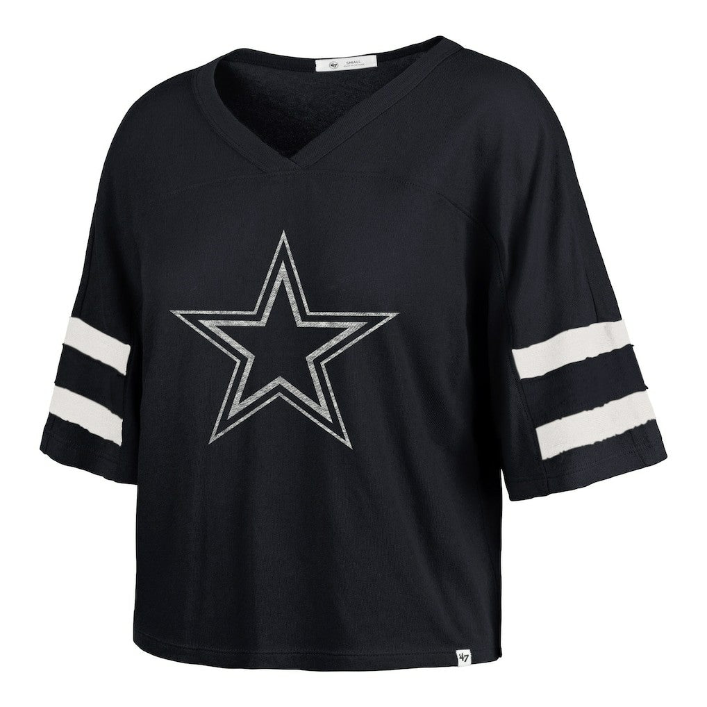 Dallas Cowboys '47 Women's Premier Scout Cropped V-Neck T-Shirt Navy