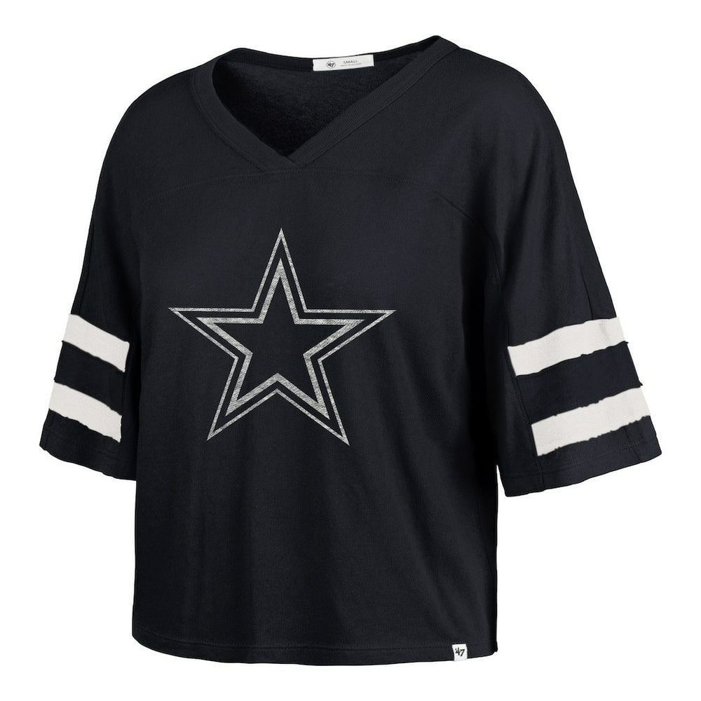Dallas Cowboys '47 Women's Premier Scout Cropped V-Neck T-Shirt Navy