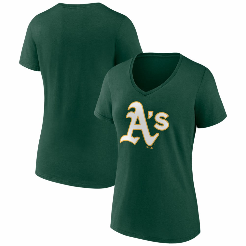 Athletics Women's Logo V-Neck T-Shirt - Green T-shirts