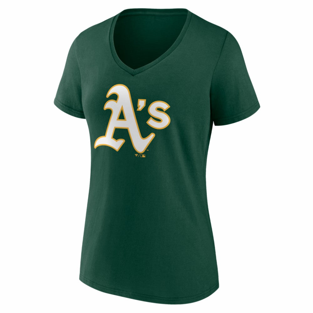Athletics Women's Logo V-Neck T-Shirt - Green T-shirts
