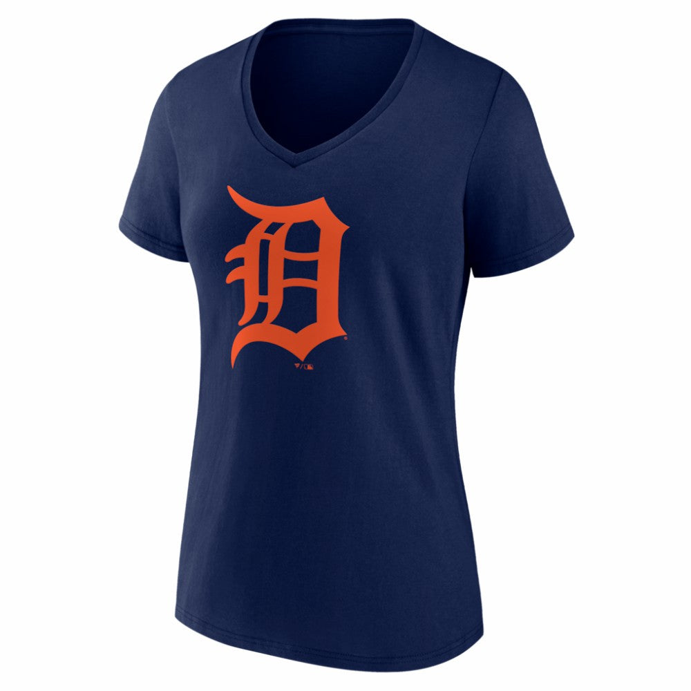 Detroit Tigers Women's Logo V-Neck T-Shirt - Navy T-shirts