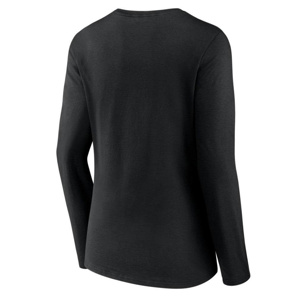 Miami Marlins Women's Logo Long Sleeve V-Neck T-Shirt - Black T-shirts