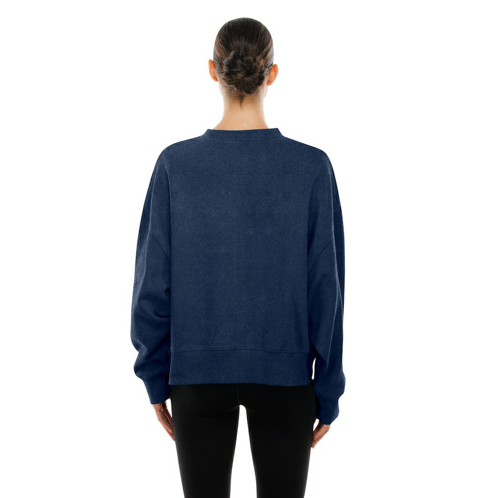 Dallas Cowboys New Era Women's Oversized Throwback Mineral Wash Crew Neck Sweatshirt Navy