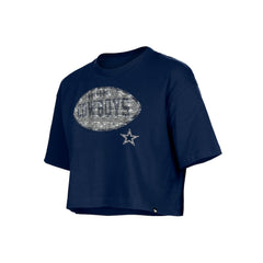 Dallas Cowboys New Era Girl's Flip Sequin Boxy T-Shirt Navy