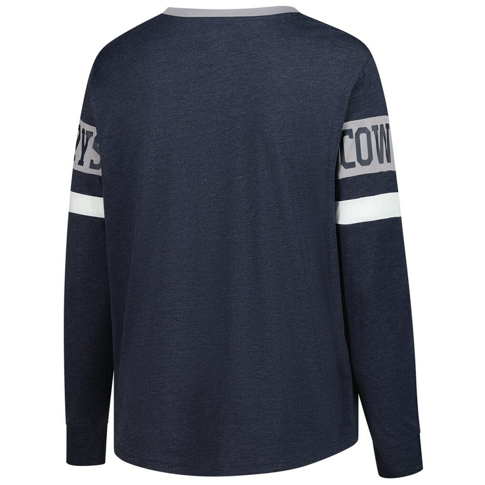 Dallas Cowboys New Era Women's Plus Size Throwback Lace-Up Long Sleeve T-Shirt Navy