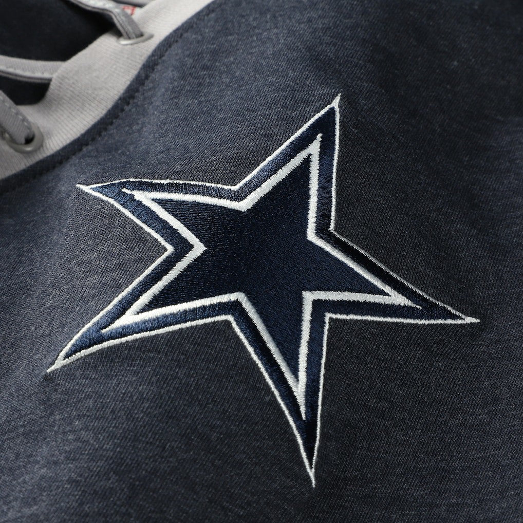 Dallas Cowboys New Era Women's Plus Size Throwback Lace-Up Long Sleeve T-Shirt Navy