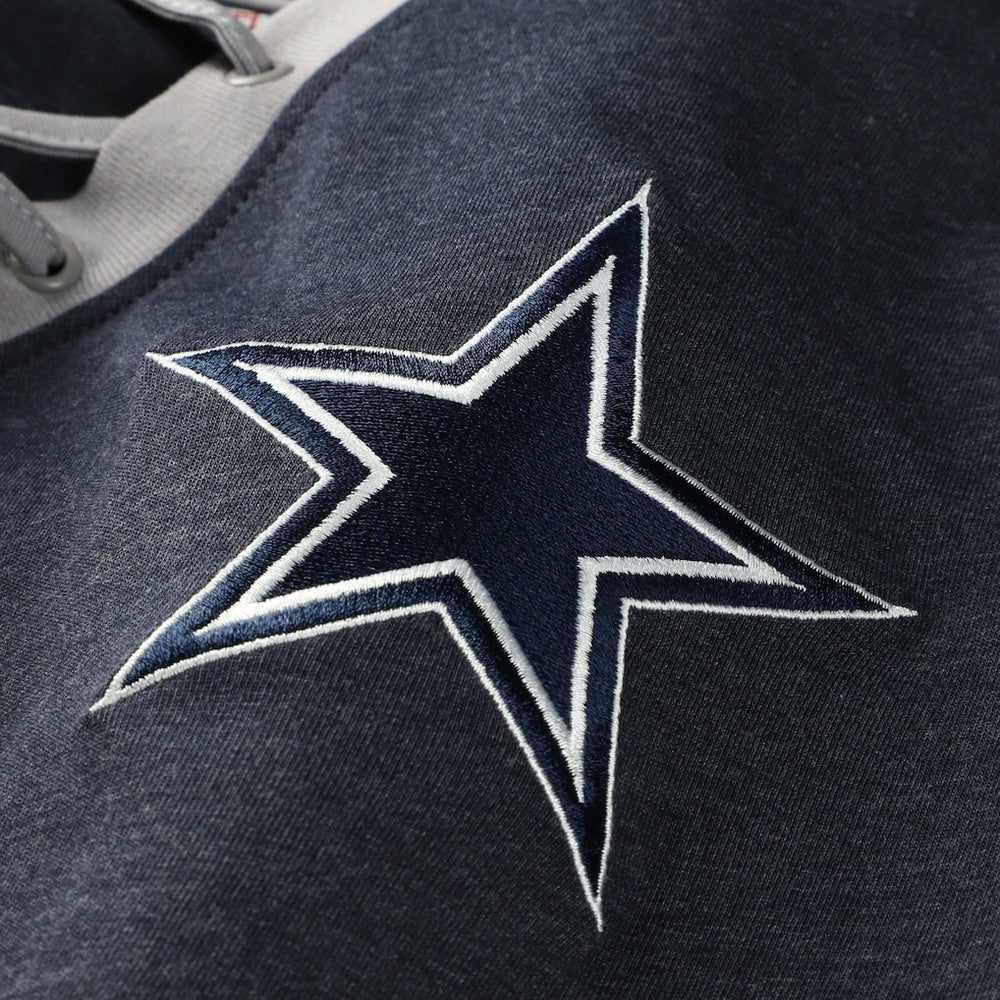 Dallas Cowboys New Era Women's Plus Size Throwback Lace-Up Long Sleeve T-Shirt Navy