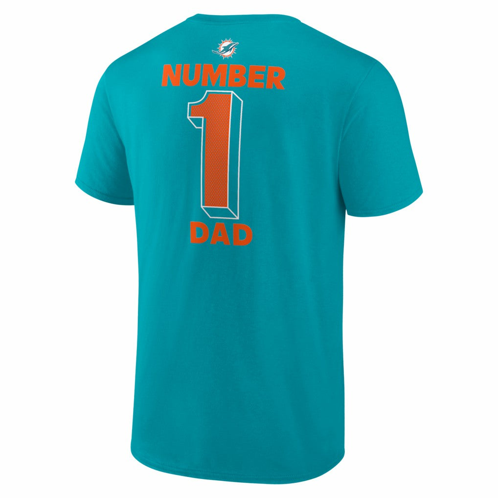 Miami Dolphins #1 Dad Jersey T-Shirt Aqua