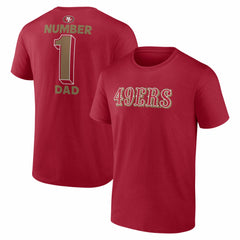 San Francisco 49ers #1 Dad Jersey T-Shirt Scarlet
