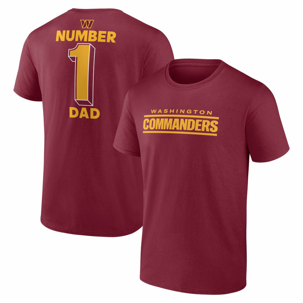 Washington Commanders #1 Dad Jersey T-Shirt Burgundy