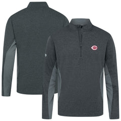 Cincinnati Reds Levelwear Waffle Insignia 2.0 Quarter-Zip Pullover - Heather Black Pullover