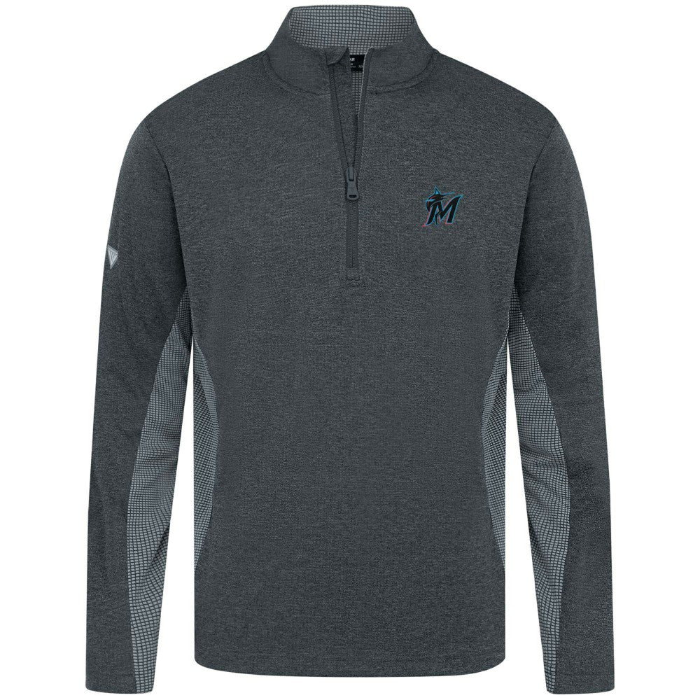 Miami Marlins Levelwear Waffle Insignia 2.0 Quarter-Zip Pullover - Heather Black Pullover