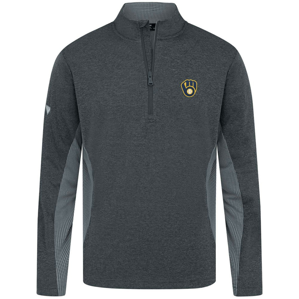 Milwaukee Brewers Levelwear Waffle Insignia 2.0 Quarter-Zip Pullover - Heather Black Pullover