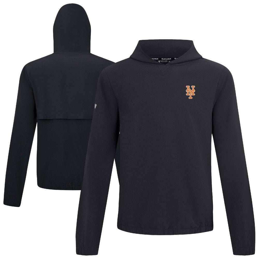 New York Mets Levelwear Action Insignia 2.0 Pullover Hoodie - Black Hoodies