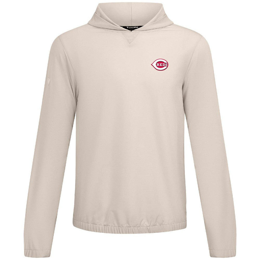 Cincinnati Reds Levelwear Action Insignia 2.0 Pullover Hoodie - Khaki Hoodies