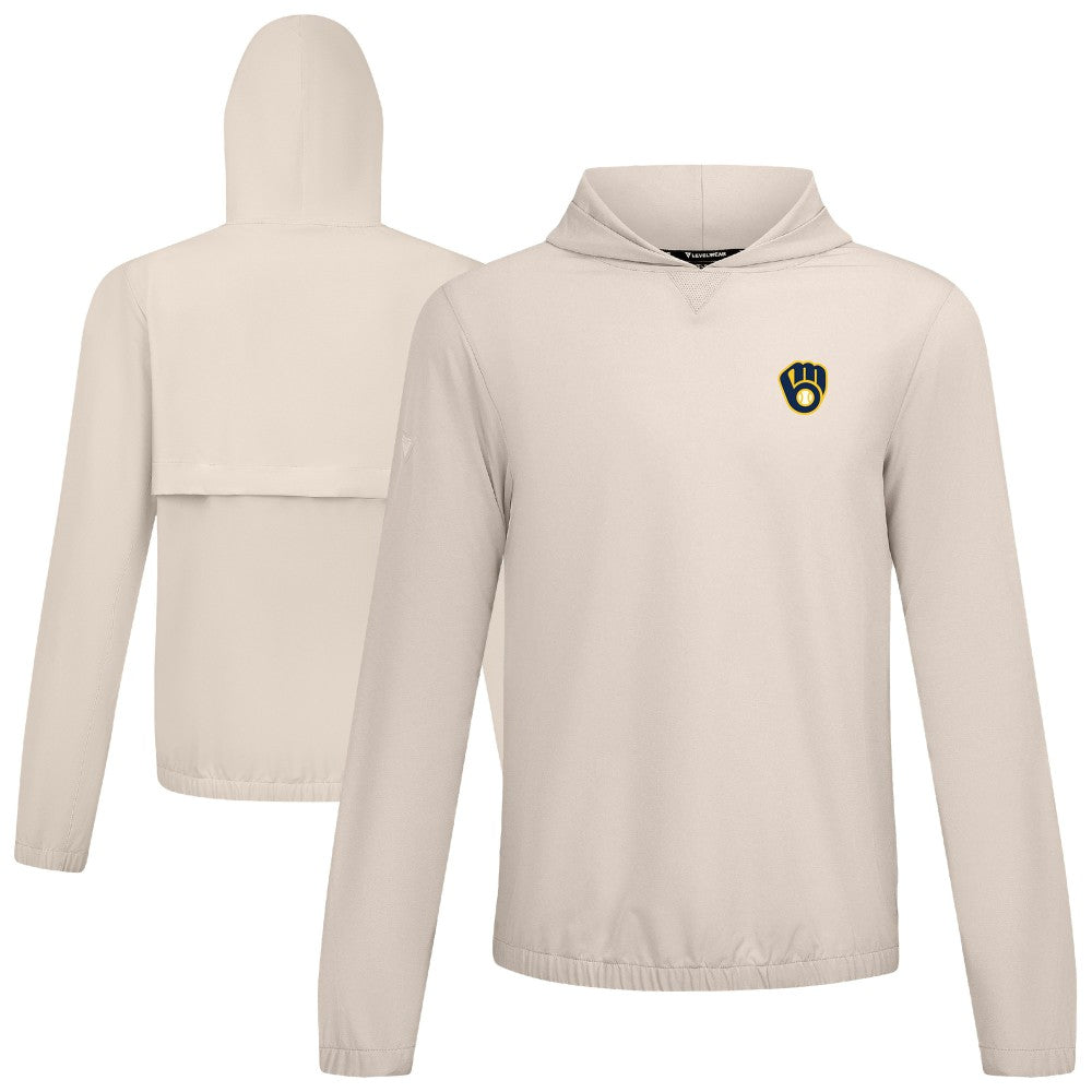Milwaukee Brewers Levelwear Action Insignia 2.0 Pullover Hoodie - Khaki Hoodies