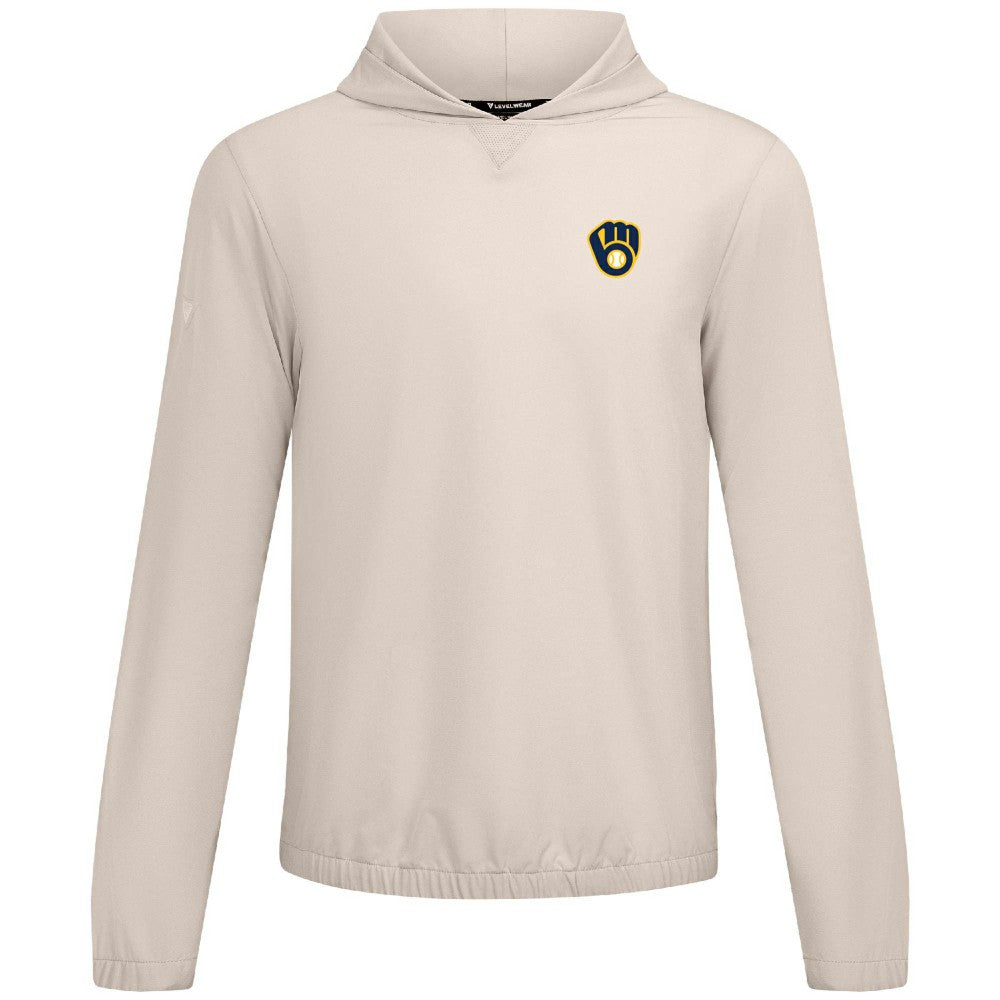 Milwaukee Brewers Levelwear Action Insignia 2.0 Pullover Hoodie - Khaki Hoodies