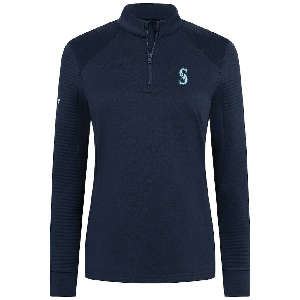 Seattle Mariners Levelwear Women's Power Insignia 2.0 Quarter-Zip Pullover Top - Navy Pullover