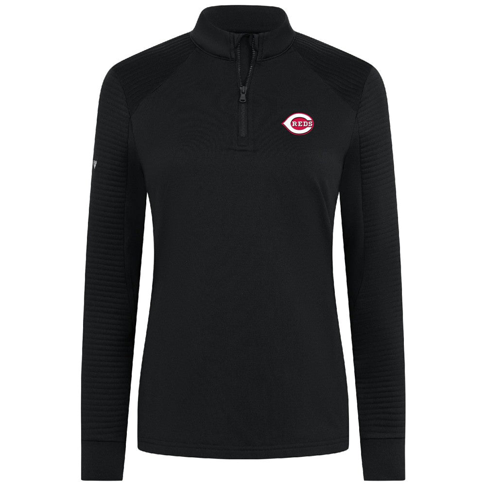 Cincinnati Reds Levelwear Women's Power Insignia 2.0 Quarter-Zip Pullover Top - Black Pullover
