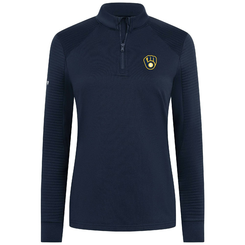 Milwaukee Brewers Levelwear Women's Power Insignia 2.0 Quarter-Zip Pullover Top - Navy Pullover