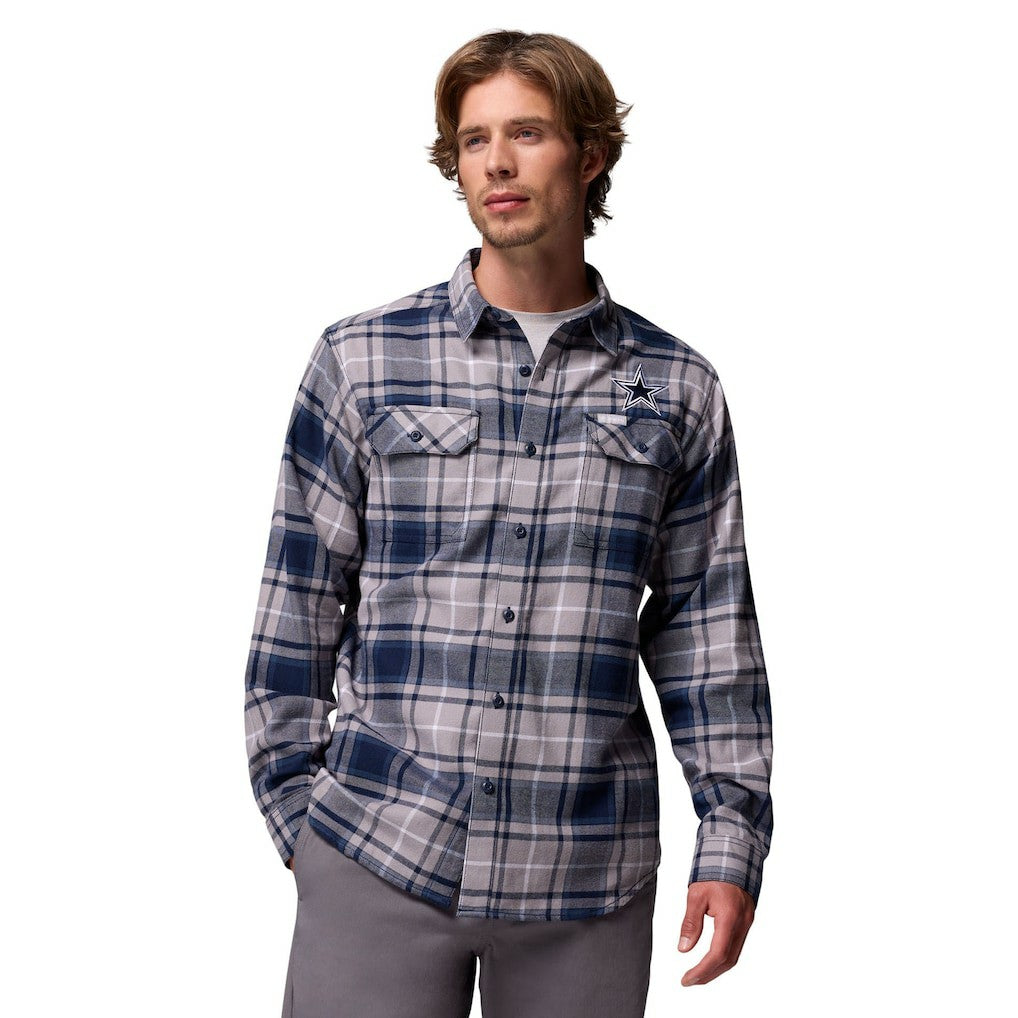 Dallas Cowboys Flare Gun Long-Sleeve Button-Up Flannel Shirt Navy