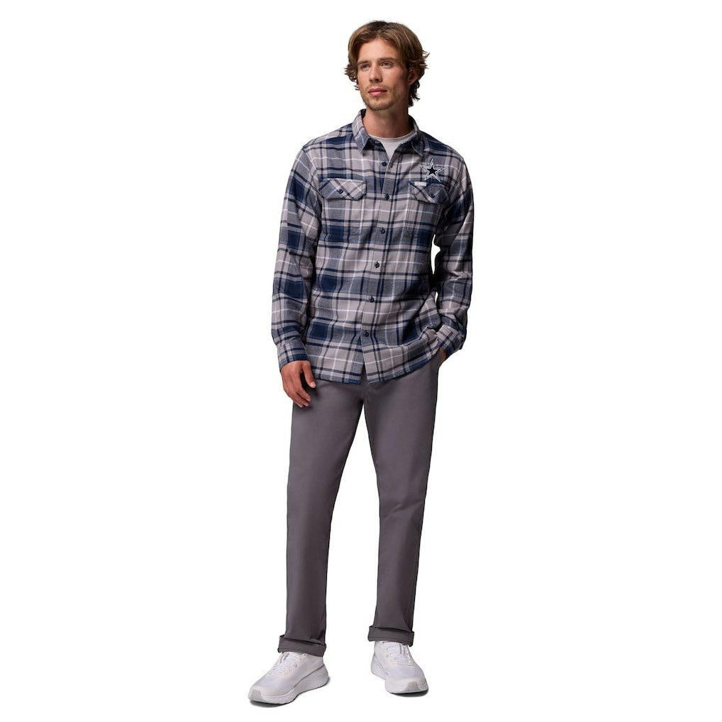 Dallas Cowboys Flare Gun Long-Sleeve Button-Up Flannel Shirt Navy