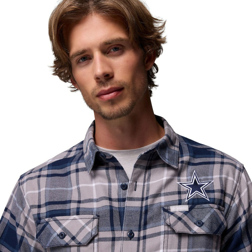 Dallas Cowboys Flare Gun Long-Sleeve Button-Up Flannel Shirt Navy