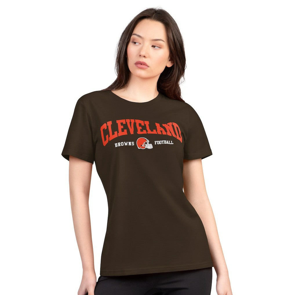 Cleveland Browns G-III 4Her by Carl Banks Women's Super-Slim Lightweight Winning Crew T-Shirt Brown