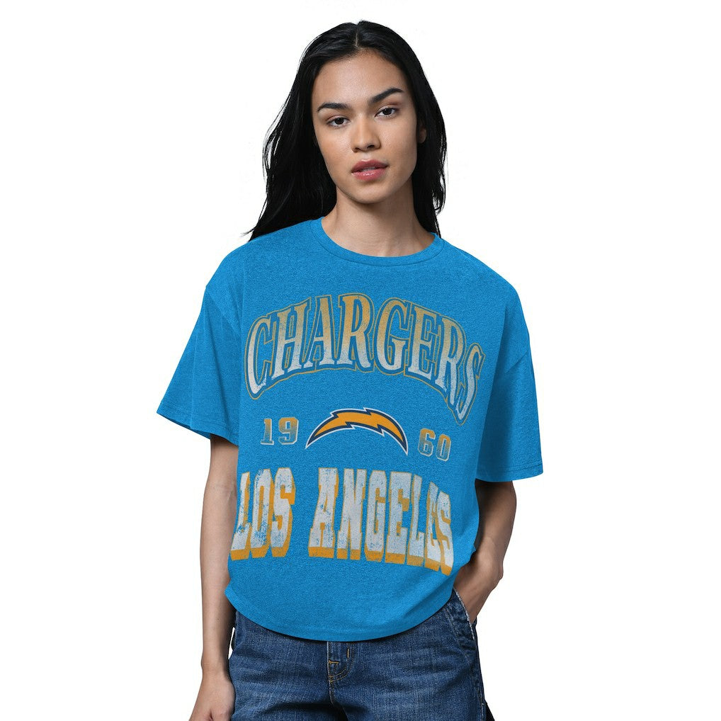Los Angeles Chargers Starter Women's Oversized Hall of Fame T-Shirt Heather Powder Blue