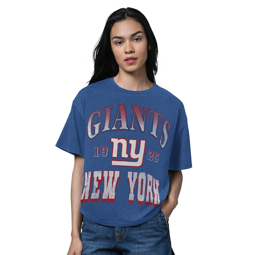 New York Giants Starter Women's Oversized Hall of Fame T-Shirt Heather Royal