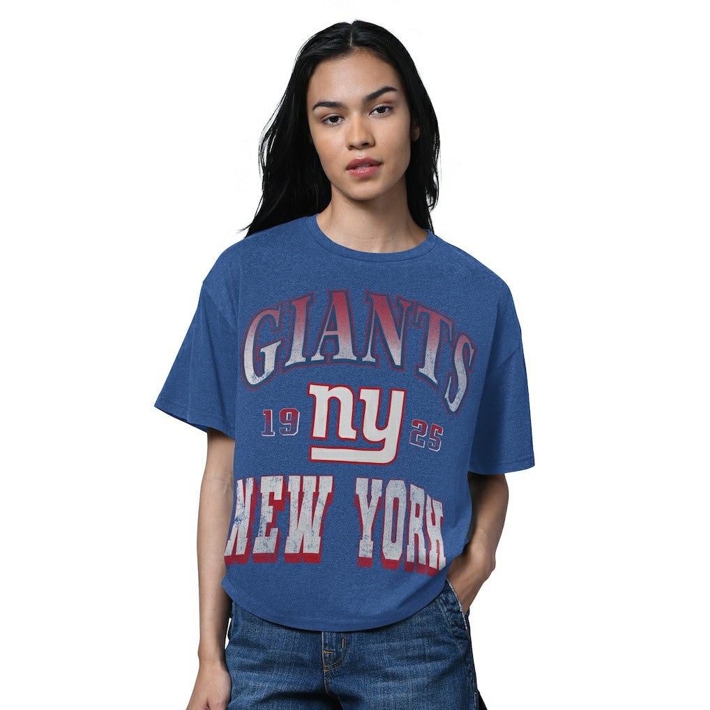 New York Giants Starter Women's Oversized Hall of Fame T-Shirt Heather Royal