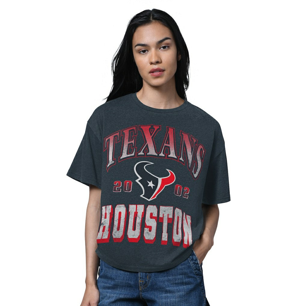 Houston Texans Starter Women's Oversized Hall of Fame T-Shirt Heather Navy
