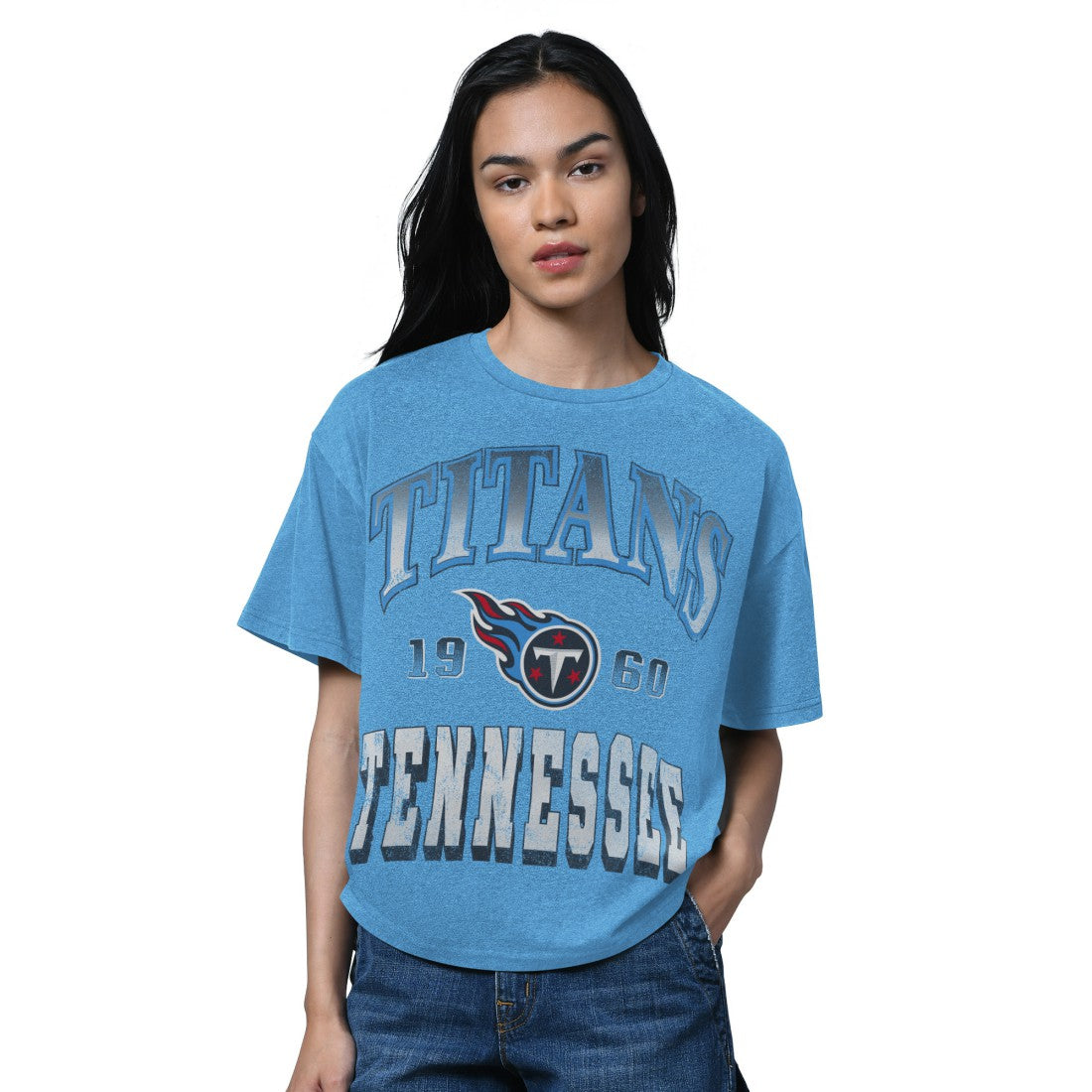 Tennessee Titans Starter Women's Oversized Hall of Fame T-Shirt Light Blue