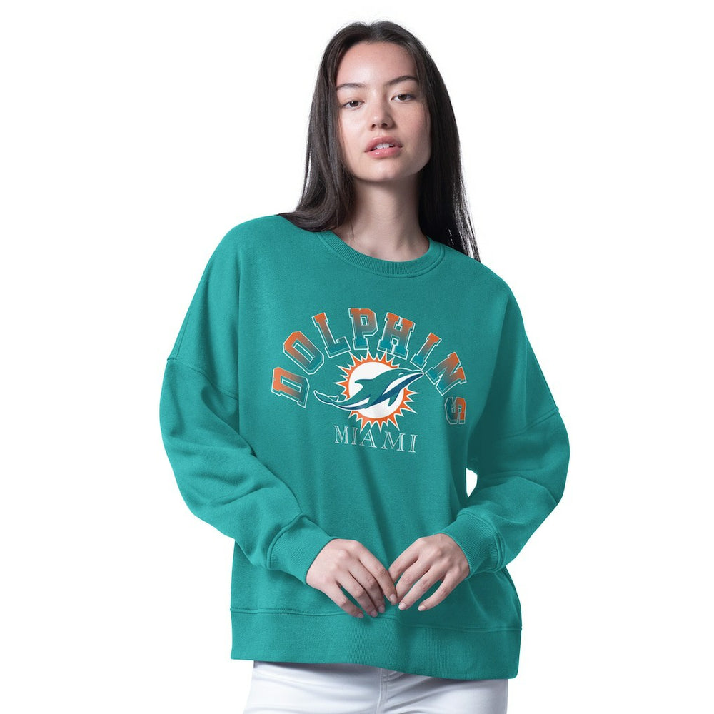 Miami Dolphins G-III 4Her by Carl Banks Women's Oversized Feud Sweatshirt Aqua