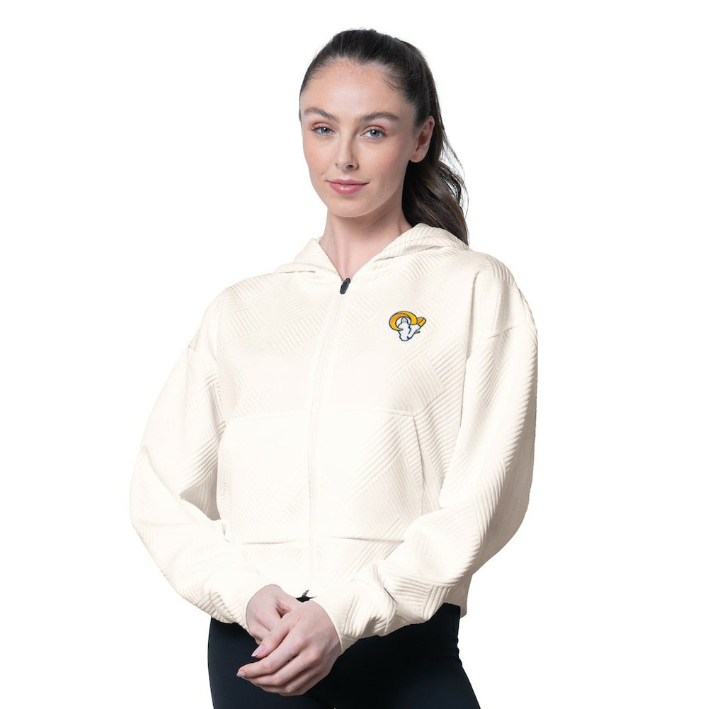 Los Angeles Rams MSX by Michael Strahan Women's Eleanor Full-Zip Hoodie Cream
