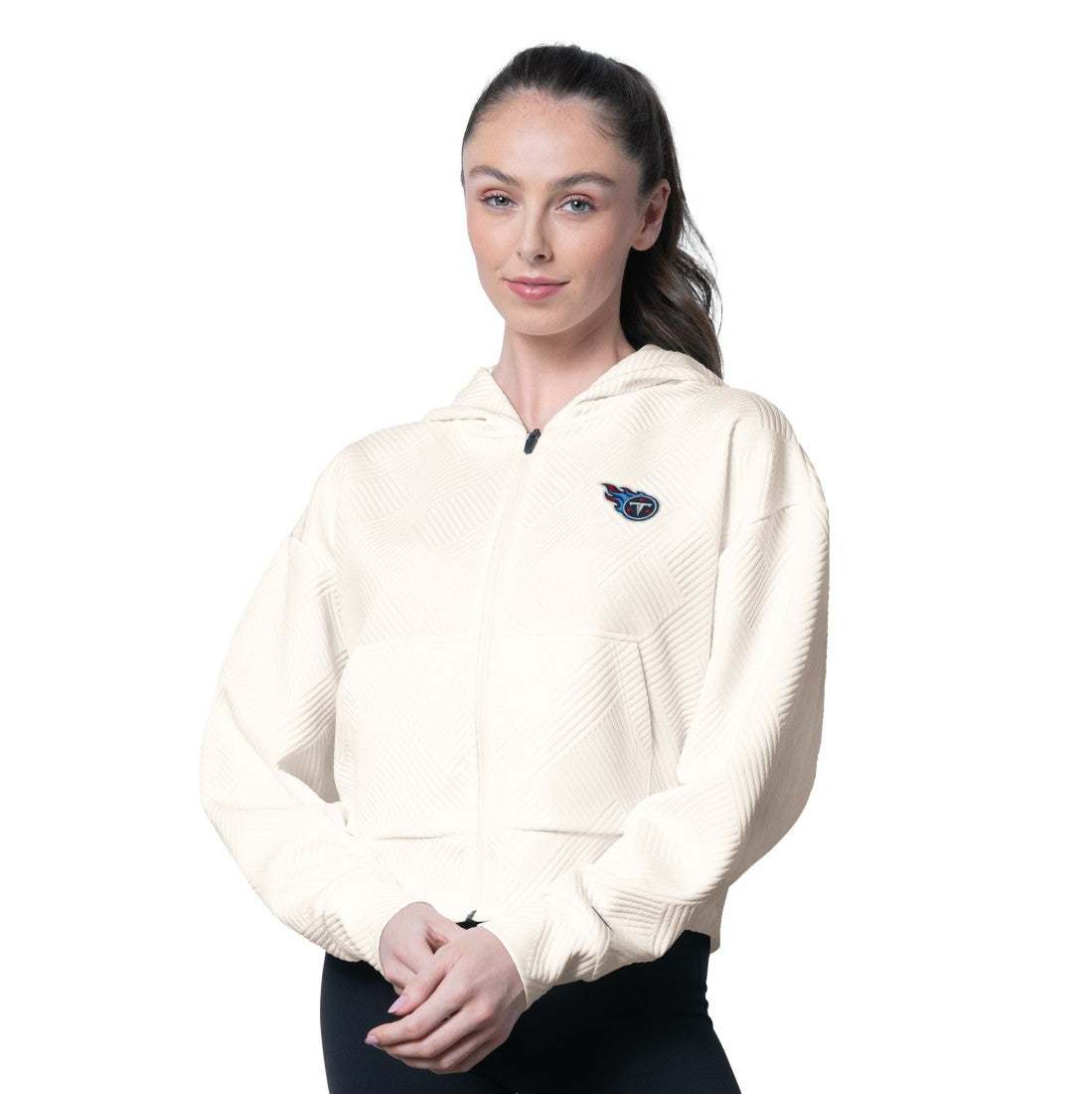 Tennessee Titans MSX by Michael Strahan Women's Eleanor Full-Zip Hoodie Cream