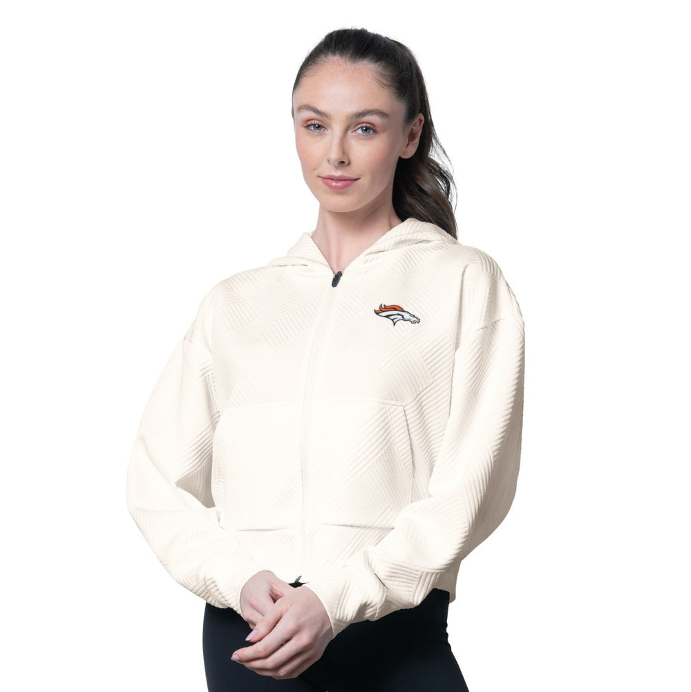 Denver Broncos MSX by Michael Strahan Women's Eleanor Full-Zip Hoodie Cream